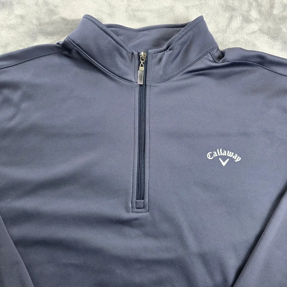 Callaway Quarter Zip Pullover Mens XXL Gray Fleece Lined Performance Golf Top‎